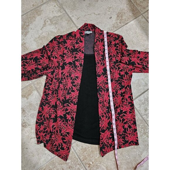 JM Collection Floral Cardigan Set Petite X-Large Red Black Holiday Whimsigoth - Picture 6 of 6